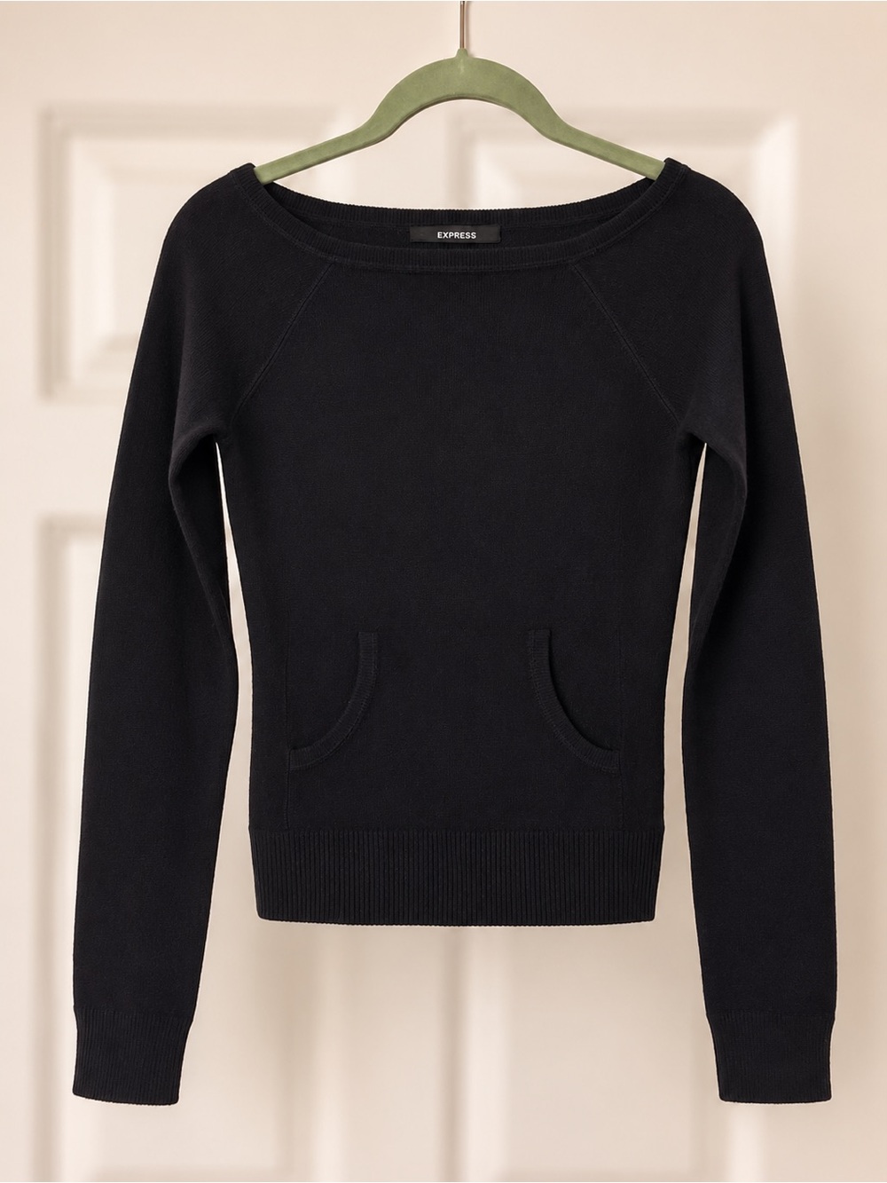 Express 100% Cashmere Black Boat Neck Pocket Sweater XS